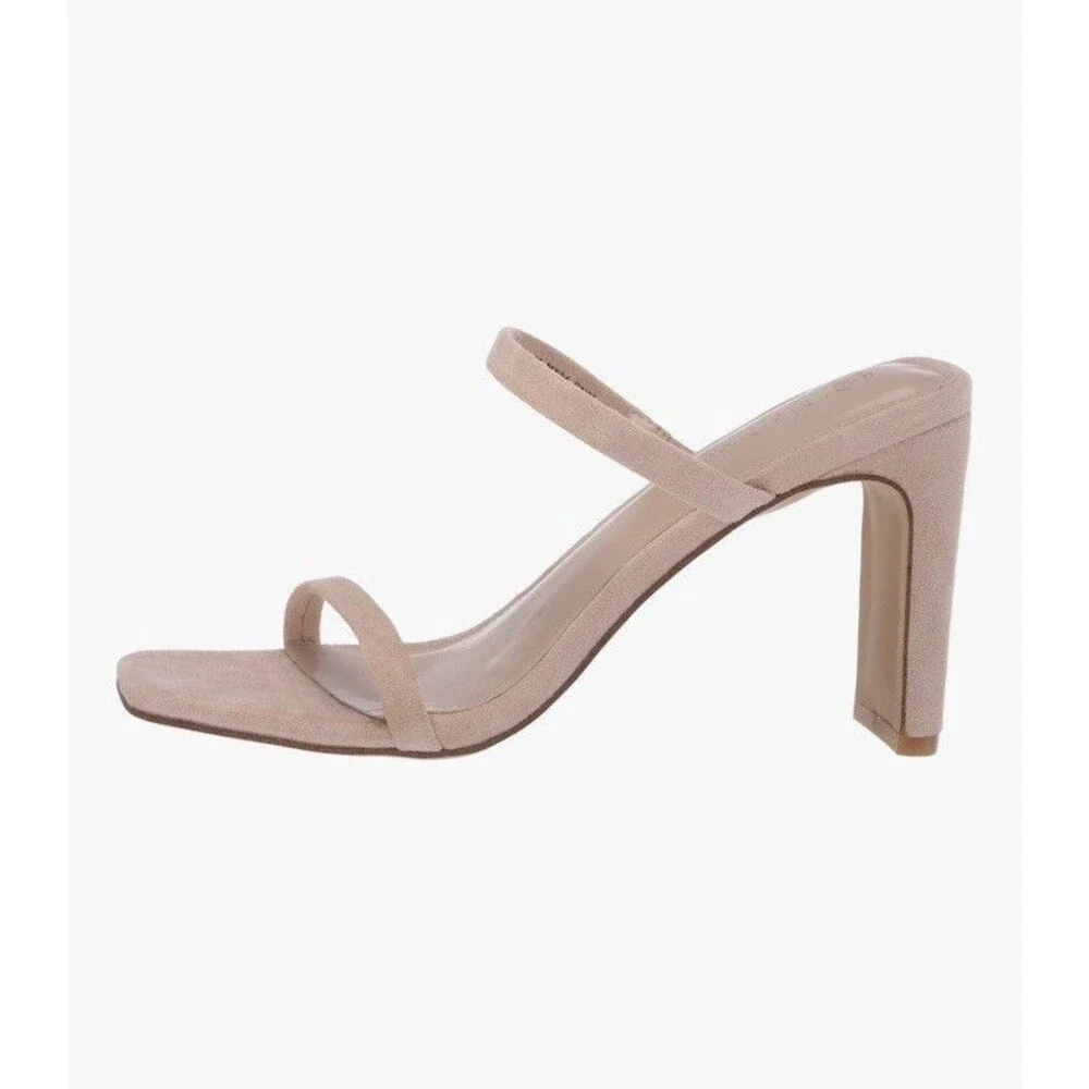 NWT The Drop Women's Avery Square Toe Two Strap High Heeled Sandal Size 7 Beige - Picture 7 of 13